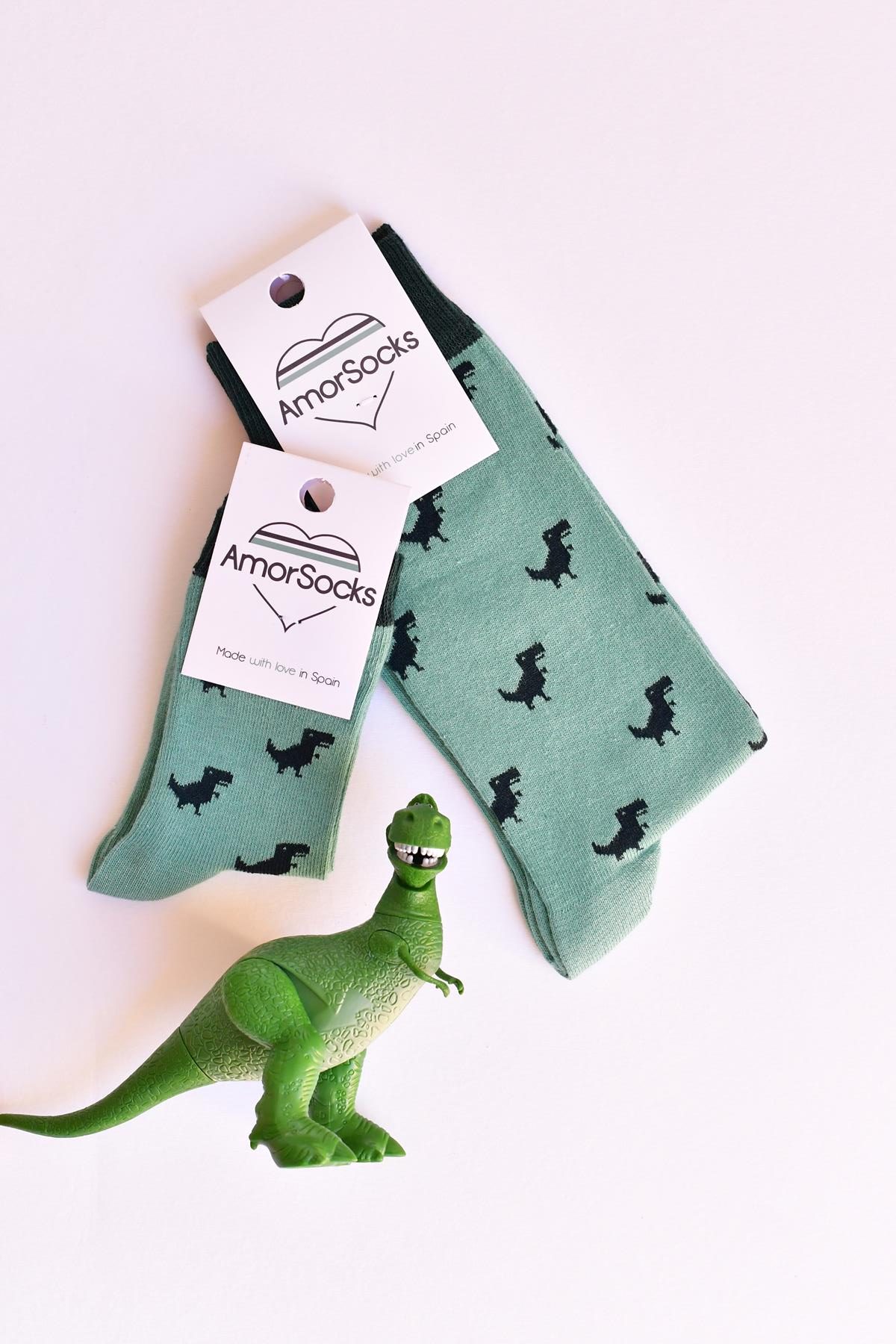 amorsocks-calcetines-socks-dinos-dinosaurios-trex-tiranoraurio-verde-green-niños-niñas-kids-05 AmorSocks