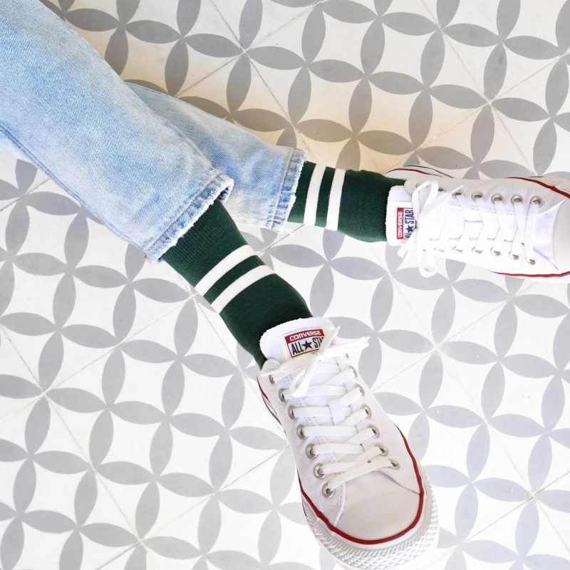 AmorSocks-calcetines-socks-retro-bajos-tobilleros-old-school-verde-botella-rayas-blancas-green-white