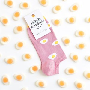 amorsocks-calcetines-socks-tobillero-invisible-rosa-pink-huevos-fritos-eggs-puntera-amarilla